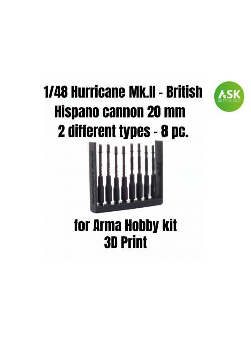 Art Scale - 1/48 Hurricane Mk.II - British Hispano cannon 20 mm - 2 different types - 8 pc.