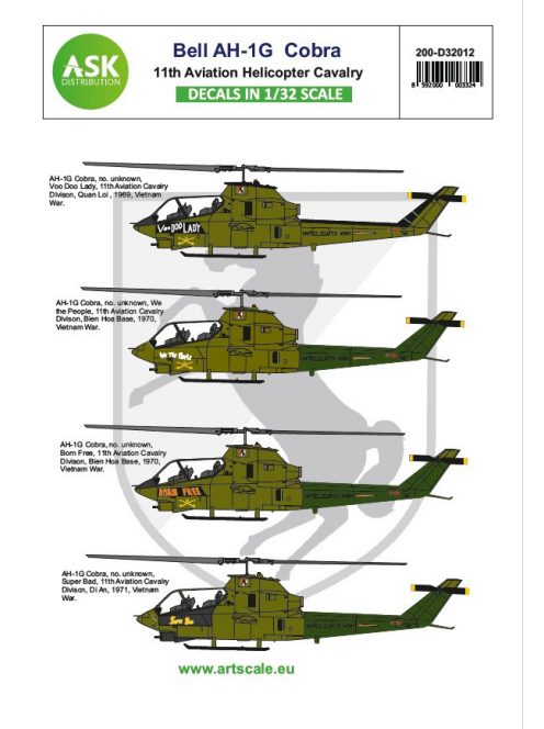 Art Scale - 1/32 Bell AH-1G Cobra 11th Aviation Helicopter Cavalry