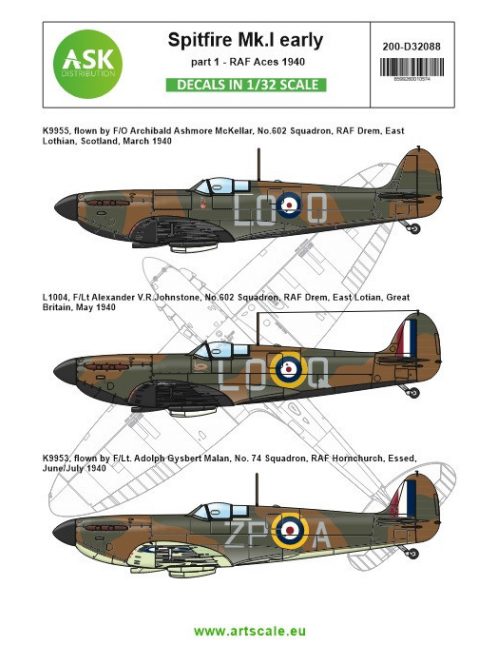 Art Scale - 1/32 Spitfire Mk.Ia part 1 - "The Few", 1940 RAF Aces