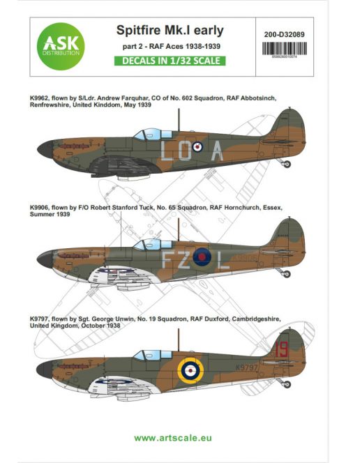 Art Scale - 1/32 Spitfire Mk.I early part 2 - RAF aces 1938 / 1939