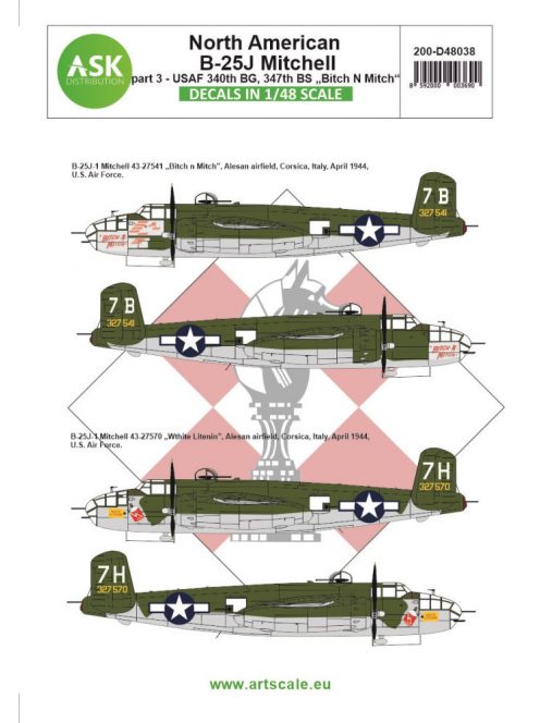 Art Scale - 1/48 B-25J Mitchell part 3 - US Air Force "Bitch N Mitch" Mediterranean riders