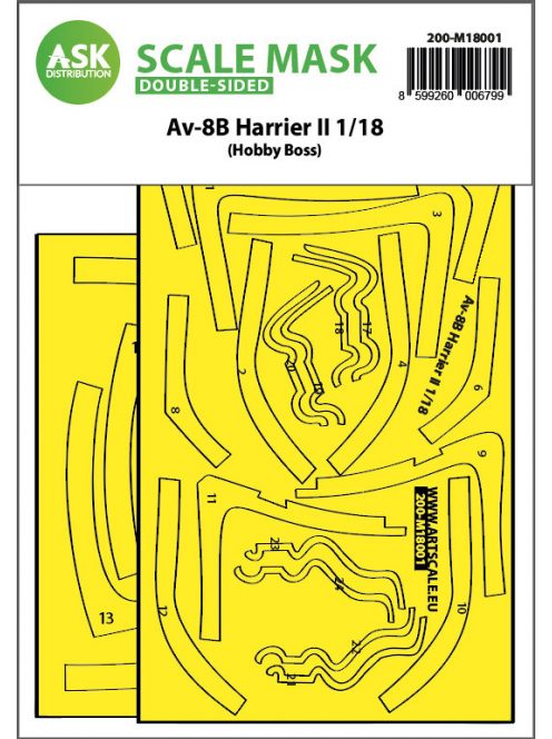 Art Scale - 1/18 Av-8B Harrier II double-sided express fit mask for Hobby Boss