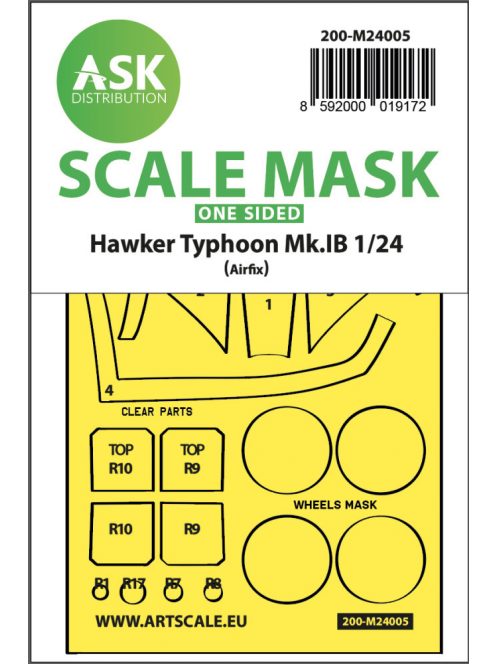 Art Scale - 1/24 Hawker Typhoon Mk.IB one-sided express masks for Airfix