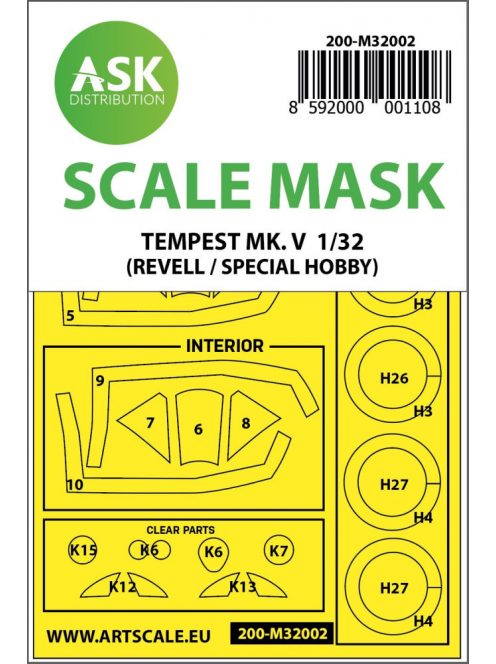 Art Scale - 1/32 Hawker Tempest Mk.V double-sided  painting mask for Revell / Special Hobby