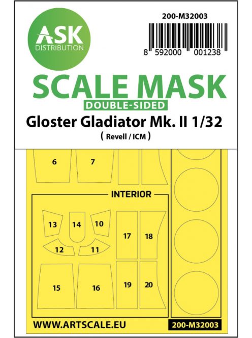 Art Scale - 1/32 Gloster Gladiator Mk.II double-sided  painting mask for Revell / ICM