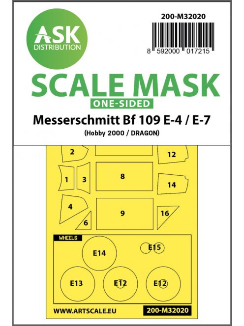 Art Scale - 1/32 Messerschmitt Bf 109E-4 & E-7 one-sided express masks for Hobby2000, Dragon, HGW kit