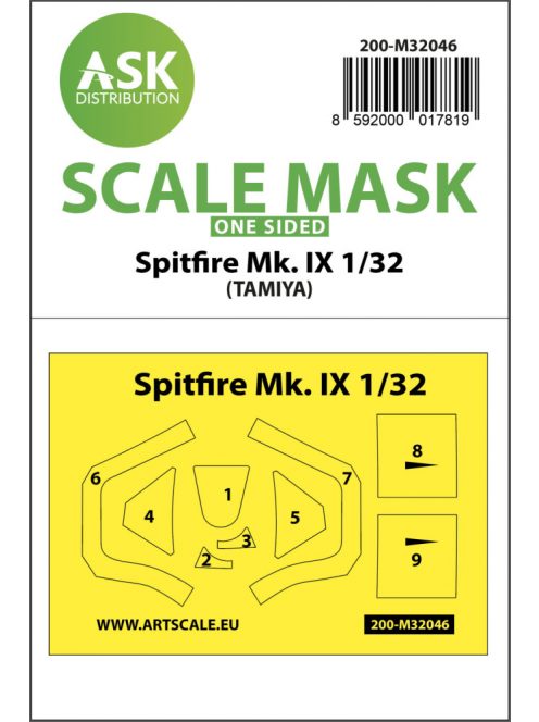 Art Scale - 1/32 Spitfire Mk.IX one-sided masks for Tamiya