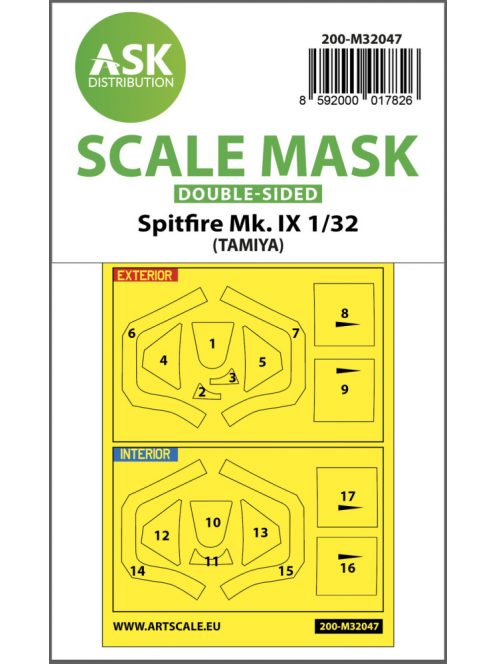 Art Scale - 1/32 Spitfire Mk.IX double-sided masks for Tamiya