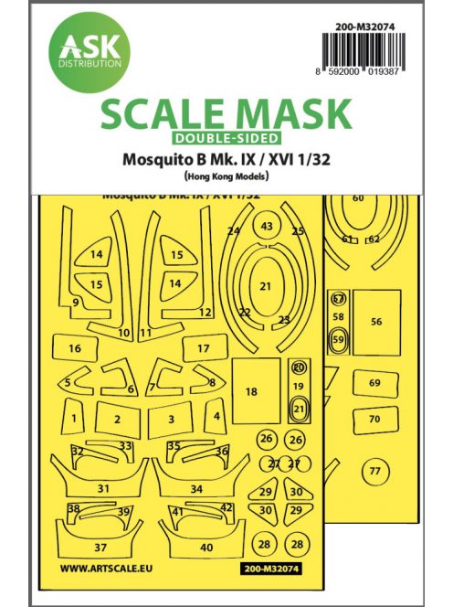 Art Scale - 1/32 Mosquito B Mk.IX/XVI  double-sided fit mask for Hong Kong Model