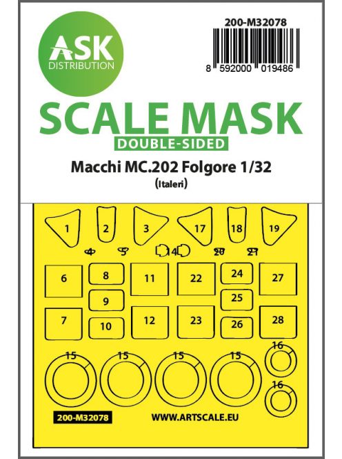 Art Scale - 1/32 Macchi MC.202 Folgore double-sided express fit mask for Italeri