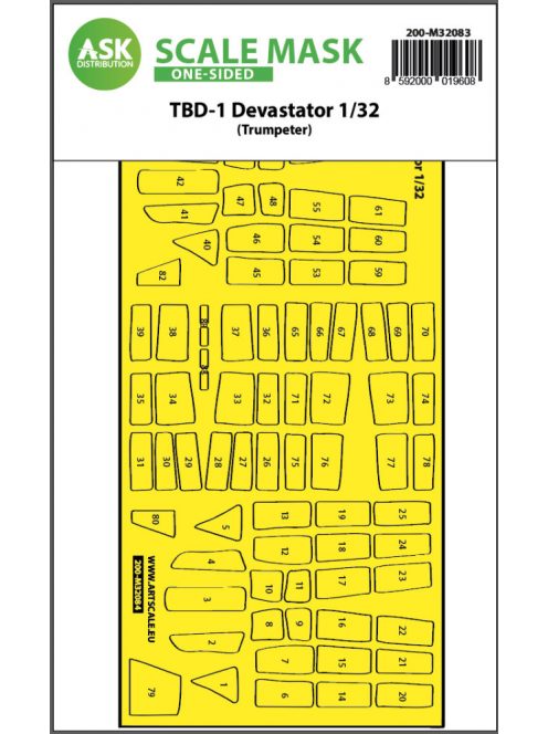 Art Scale - 1/32 TBD-1 Devastator one-sided express fit mask for Trumpeter