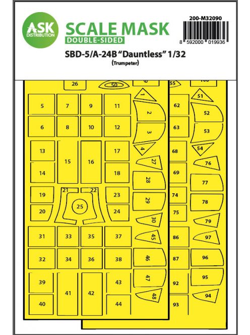 Art Scale - 1/32 SBD-5/A-24B Dauntless double-sided express fit mask for Trumpeter