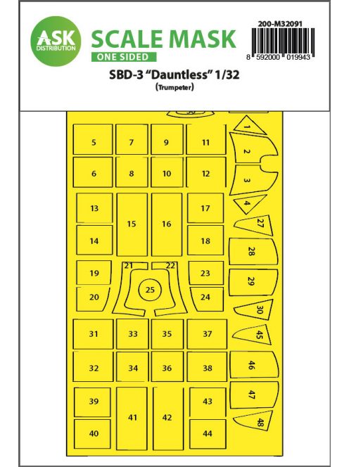 Art Scale - 1/32 SBD-3 Dauntless one-sided express fit mask for Trumpeter