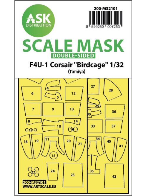 Art Scale - 1/32 F4U-1 Corsair Birdcage double-sided express fit mask for Tamiya