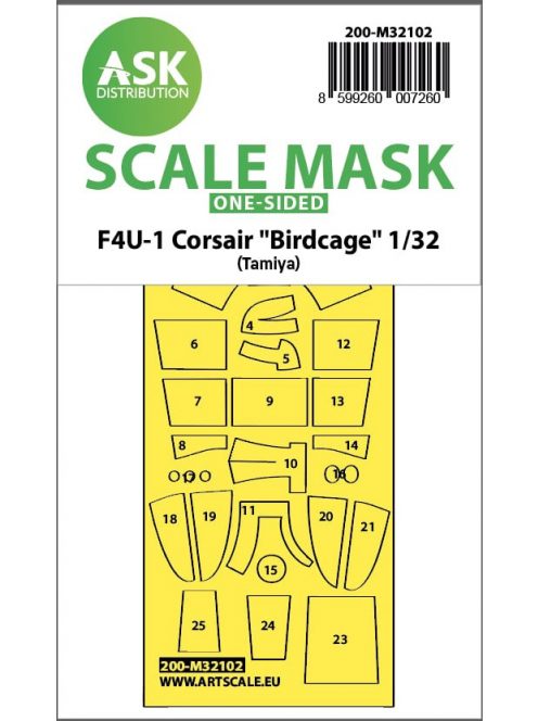 Art Scale - 1/32 F4U-1 Corsair Birdcage one-sided express fit mask for Tamiya