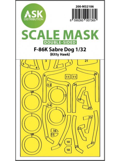 Art Scale - 1/32 F-86K Sabre Dog double-sided express fit mask for Kitty Hawk