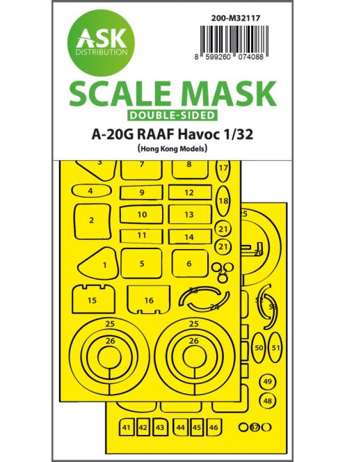 Art Scale - 1/32 A-20G RAAF Havoc double-sided express fit mask for HK Models