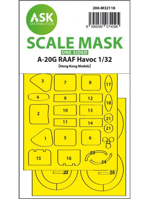 Art Scale - 1/32 A-20G RAAF Havoc one-sided express fit mask for HK Models