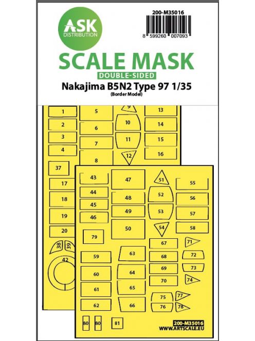 Art Scale - 1/35 Nakajima B5N2 Type 97 double-sided express fit painting mask for Border Model