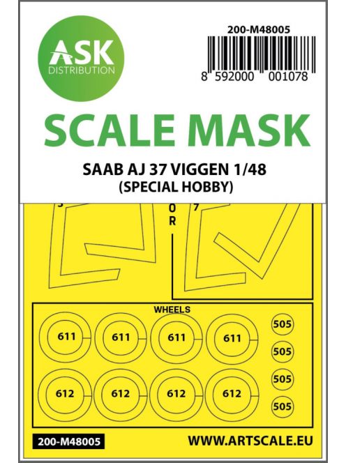 Art Scale - 1/48 SAAB AJ 37 Viggen double-sided painting mask for Special Hobby