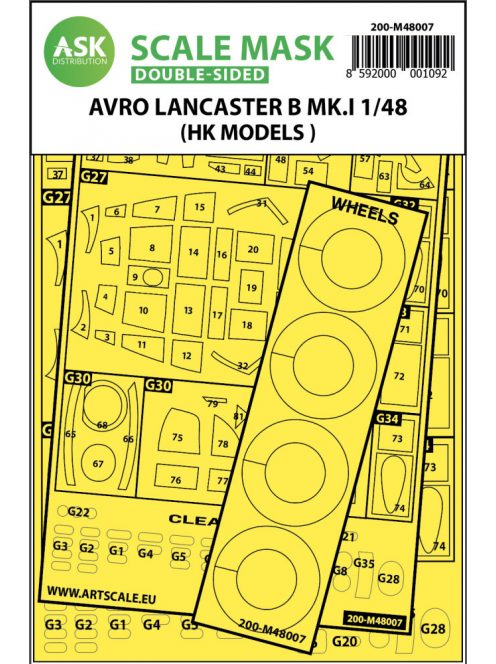 Art Scale - 1/48 Avro Lancaster Mk.I B double-sided painting mask for HK Models