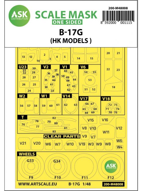 Art Scale - 1/48 B-17G Flying Fortress outside painting mask for HK Models