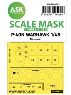   Art Scale - 1/48 Curtiss  P-40N Warhawk double-sided painting mask for Hasegawa / Hobby2000