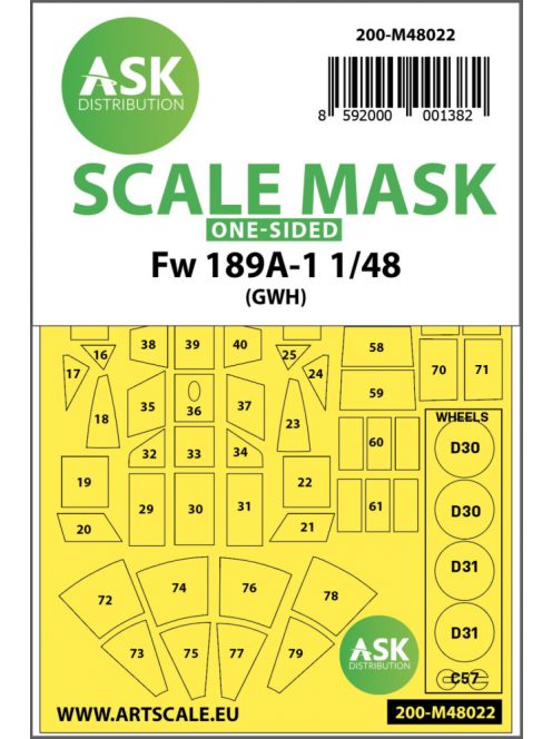 Art Scale - 1/48 Focke Wulf Fw 189 one-sided painting mask for Great Wall Hobby