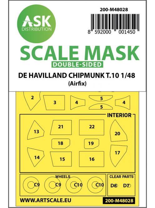 Art Scale - 1/48 De Havilland Chipmunk T.10 double-sided painting mask for Airfix