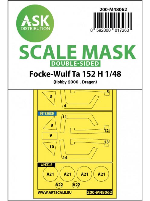 Art Scale - 1/48 Focke-Wulf Ta 152 H double-sided express mask for Hobby2000, Dragon