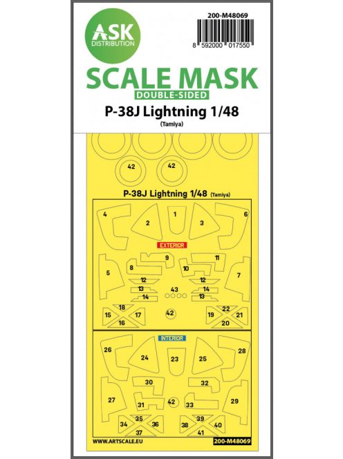 Art Scale - 1/48 P-38J Lightning double-sided mask for Tamiya