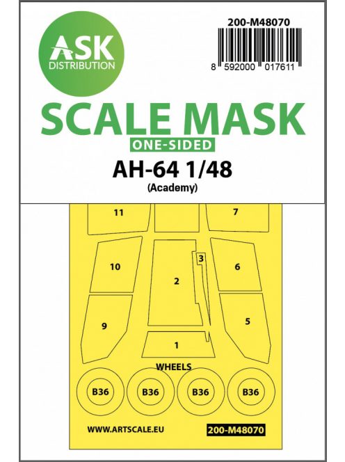 Art Scale - 1/48 AH-64 one-sided mask for Academy