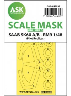   Art Scale - 1/48 SAAB SK60 one-sided mask self-adhesive, pre-cutted for Pilot-Replicas