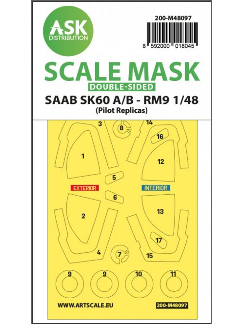 Art Scale - 1/48 SAAB SK60 double-sided mask self-adhesive, pre-cutted for Pilot-Replicas