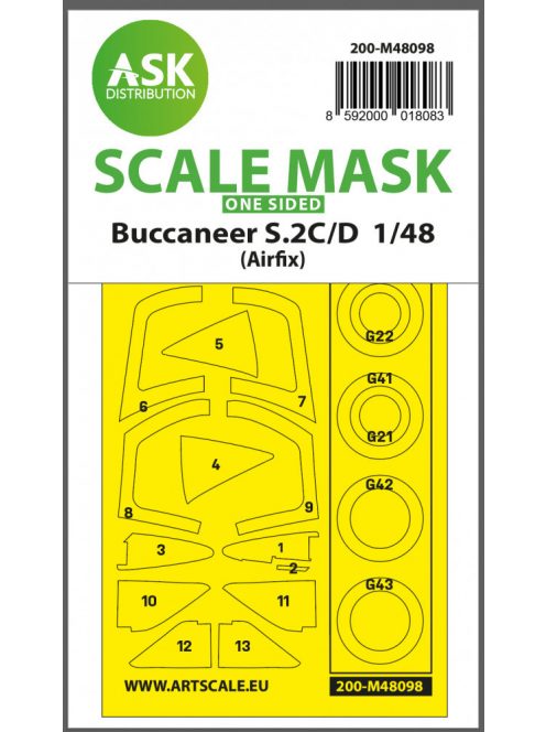 Art Scale - 1/48 Buccaneer S.2C/D one-sided mask self-adhesive, pre-cutted for Airfix