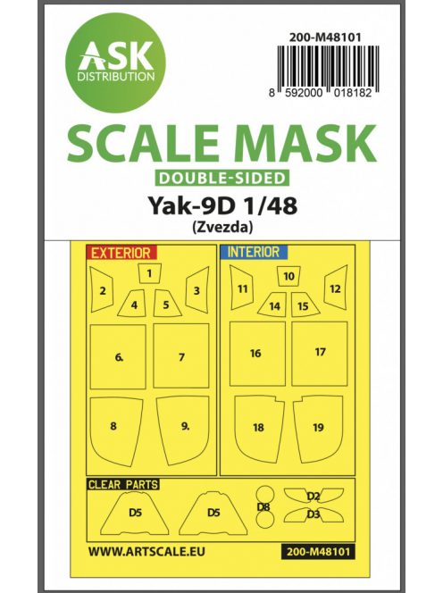 Art Scale - 1/48 Yak-9D double-sided express mask, self-adhesive, pre-cutted for Zvezda