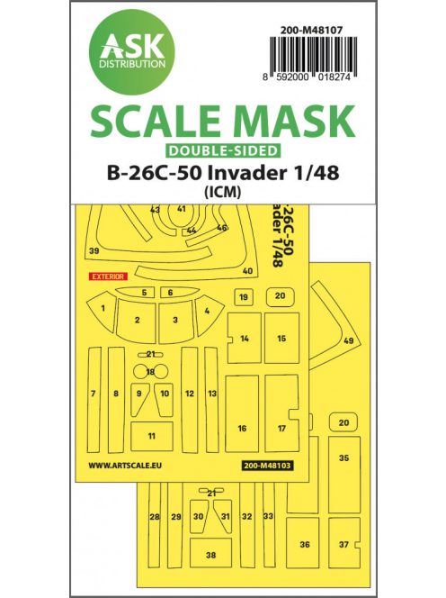 Art Scale - 1/48 B-26C-50 Invader double-sided mask self-adhesive pre-cutted for ICM