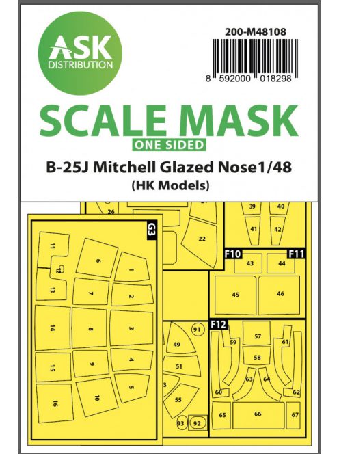 Art Scale - 1/48 B-25J Mitchell one-sided mask self-adhesive pre-cutted for HK Models