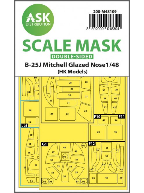 Art Scale - 1/48 B-25J Mitchell double-sided mask self-adhesive pre-cutted for HK Models