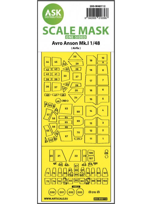 Art Scale - 1/48 Avro Anson Mk.I one-sided express mask, self-adhesive and pre-cutted for Airfix