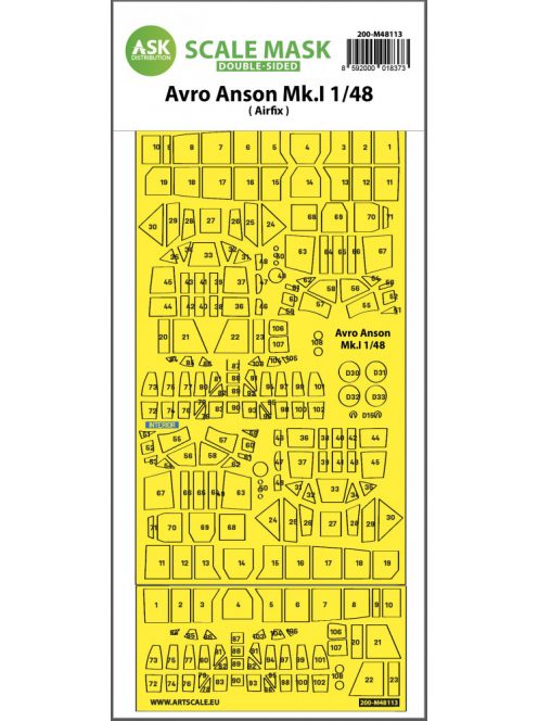 Art Scale - 1/48 Avro Anson Mk.I double-sided express mask, self-adhesive and pre-cutted for Airfix