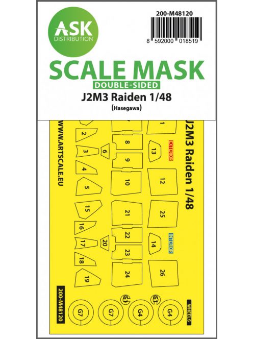 Art Scale - 1/48 J2M3 Raiden double-sided express mask, self-adhesive and pre-cutted for Hasegawa