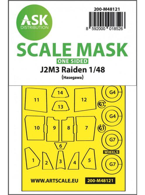 Art Scale - 1/48 J2M3 Raiden one-sided express mask, self-adhesive and pre-cutted for Hasegawa