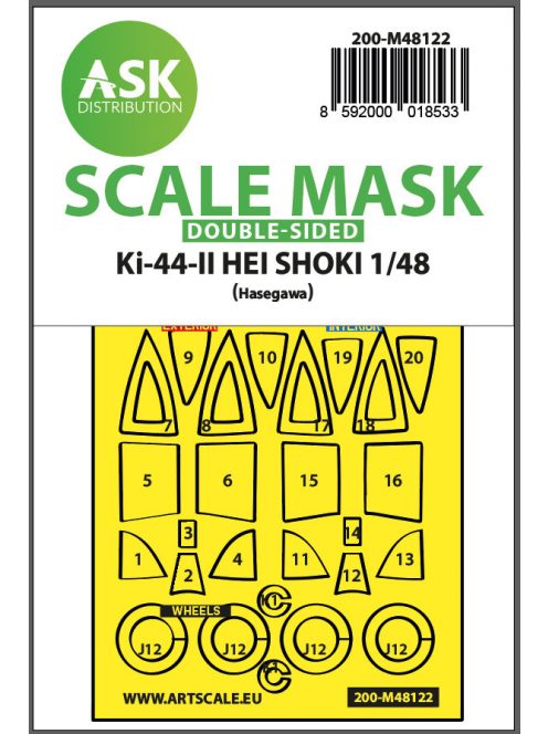 Art Scale - 1/48 Ki-44-II HEI SHOKI double-sided express mask, self-adhesive and pre-cutted for Hasegawa