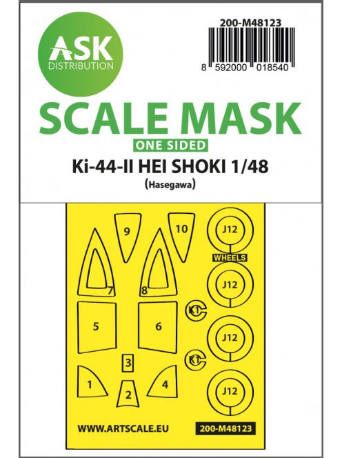 Art Scale - 1/48 Ki-44-II HEI SHOKI one-sided express mask, self-adhesive and pre-cutted for Hasegawa