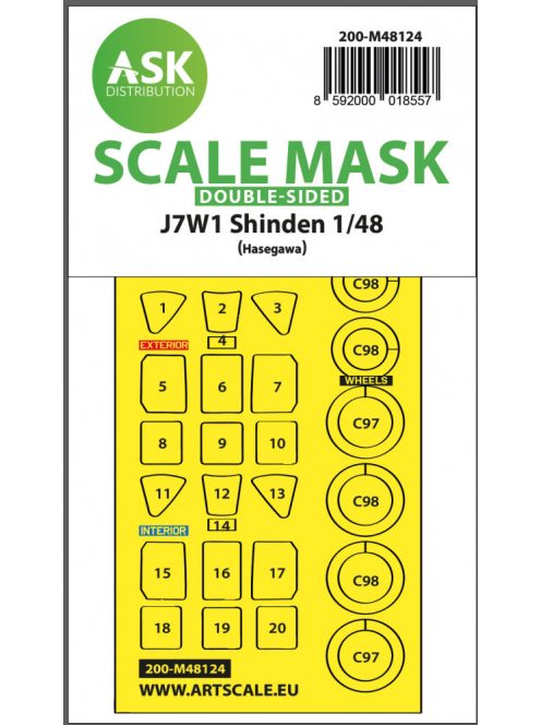 Art Scale - 1/48 J7W1 Shinden double-sided express mask, self-adhesive and pre-cutted for Hasegawa