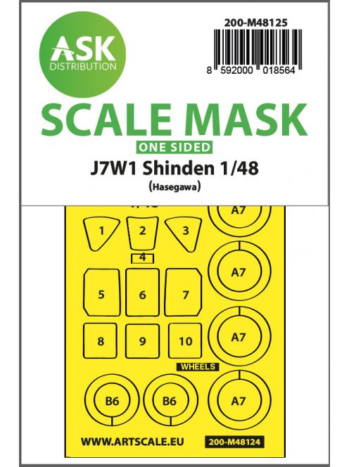 Art Scale - 1/48 J7W1 Shinden one-sided express mask, self-adhesive and pre-cutted for Hasegawa