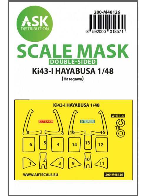 Art Scale - 1/48 Ki-43-I Hayabusa double-sided express mask, self-adhesive and pre-cutted for Hasegawa