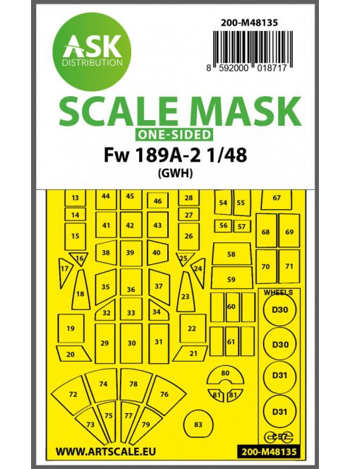 Art Scale - 1/48 Fw 189A-2 one-sided express mask for GWH