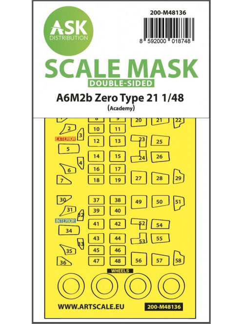 Art Scale - 1/48 A6M2b Zero Type 21 double-sided express mask for Academy